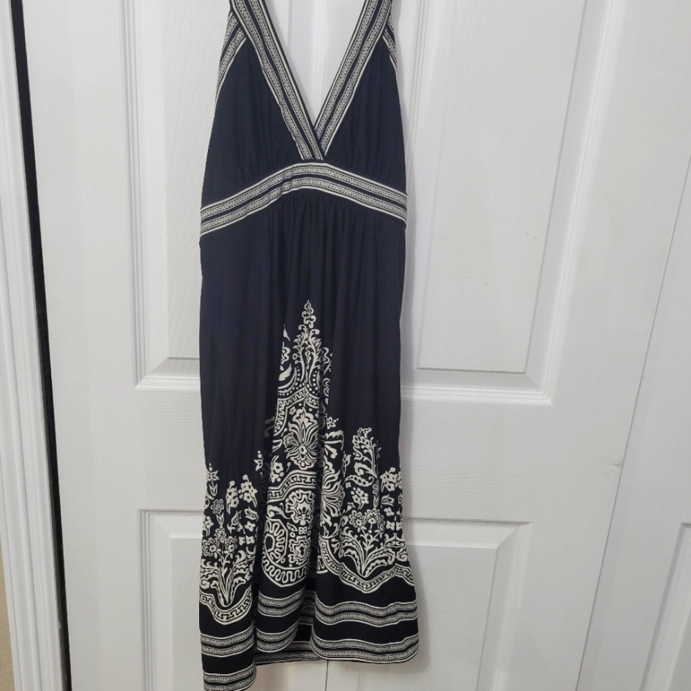 BCBG S Halter Dress flattering vacation flared skirt